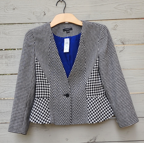 NWT Ann Taylor Herringbone Houndstooth Wool Blend Jacket Skirt Set - Picture 7 of 16